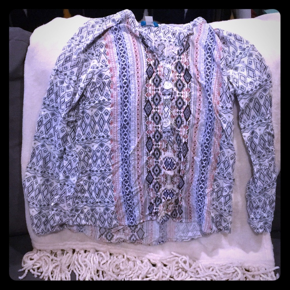 Women’s boho tribal button up concert shirt